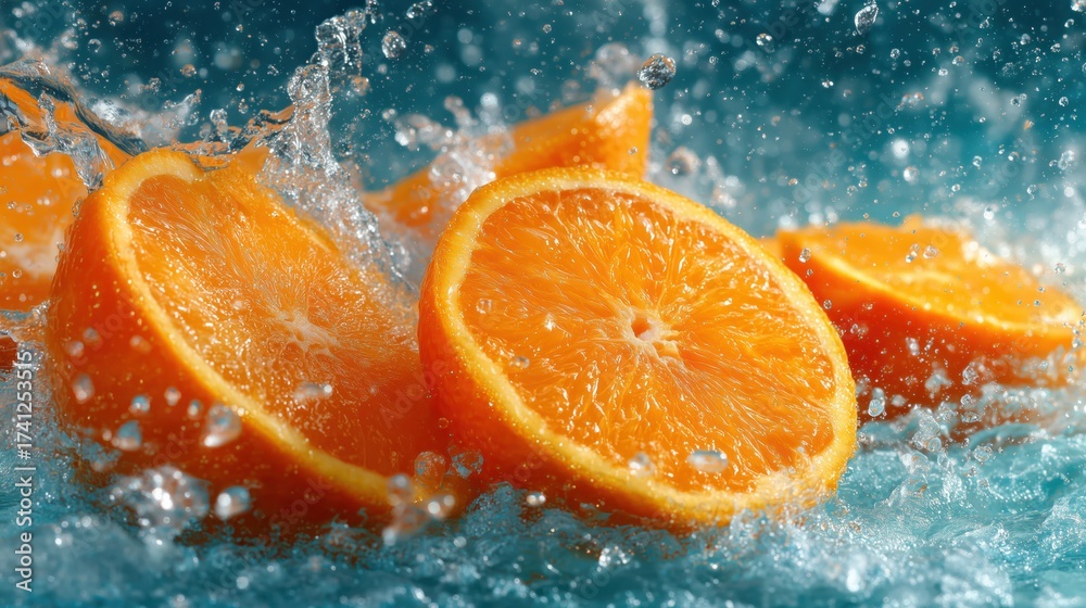 Splashing Orange Slices in Water - Fresh and Vibrant Visual for ...