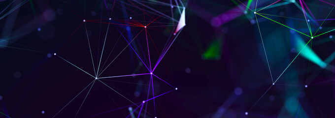 Wall Mural - Abstract polygonal space with dots and lines. Connection science background. Triangular business wallpaper. 3d rendering
