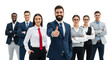 © md - A diverse group of business professionals smiling and giving a thumbs up, isolated on transparent background