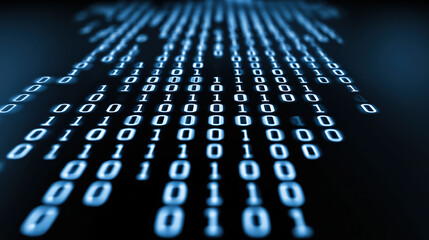 Futuristic Binary Code Grid on Dark Digital Background Abstract Technology Data Stream Cyber Network Matrix Pattern AI Computer Programming Interface