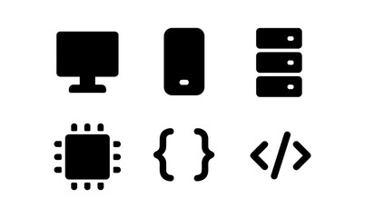 Minimalist technology icons set for web and mobile development
