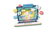© Rizal - Colorful Laptop Displaying E-Learning Concepts and Icons.