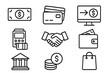 © Jannes - Payment and finance web icons in line style. Set of money, payment methods, pay online, credit card, business, wallet, bank, and shopping symbols. Vector collection.