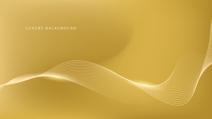 Wall Mural - Luxury golden yellow background with shining line waves. Luxury soft gold gradient background.