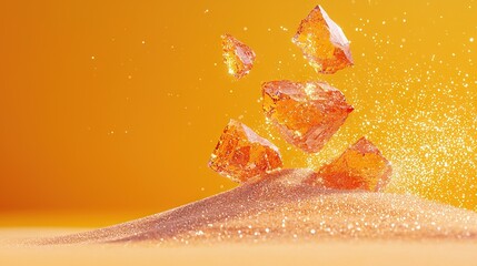 Wall Mural -   A mound of orange and white sand with a stream of water flowing from its peak