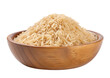 © AlamAra - Delicious bowl of uncooked rice grains filling a wooden bowl ready for cooking