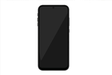 Mobile phone vector mockup. Black smartphone isolated on white background. Cellphone template with blank screen for your design, web site, or application development project.