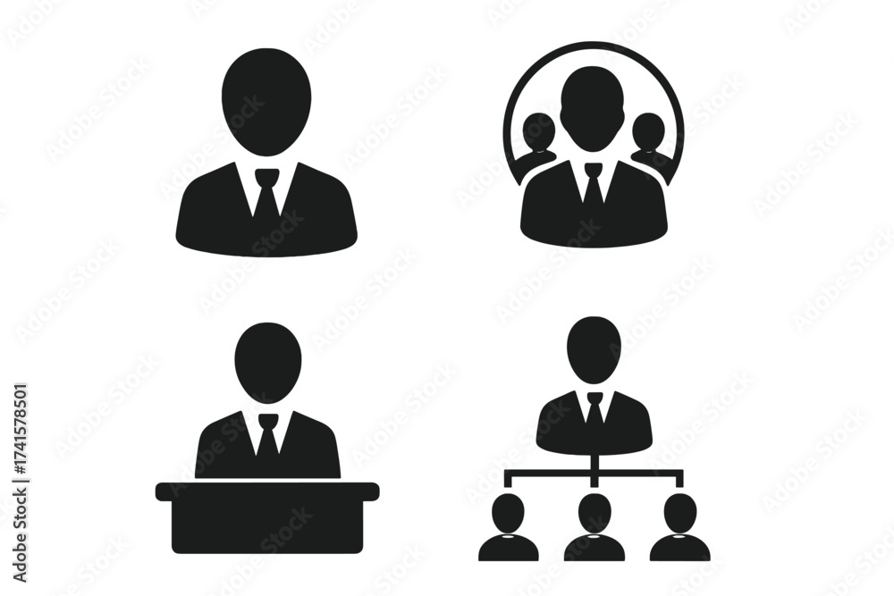 Stock-Vektorgrafik „Manager icon set. Boss symbol. Management vector ...