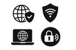 © Carlo - VPN icon set with virtual private network symbols, security shield, wifi protection, internet globe, padlock and secure connection vector illustration on transparent background