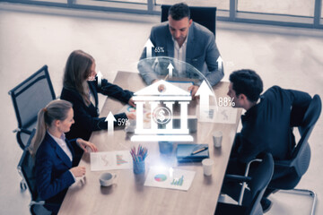 Wall Mural - Digital banking innovation integrates finance and technology to enhance online banking, mobile services, and fintech for seamless financial experiences. Vouch