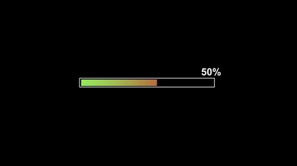 Glowing Loading Icon Percent Animation on Black Background