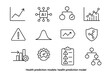 © Mariia - Health Prediction Icons. Outline vector icons of health prediction models: forecast graph, AI engine, outcome