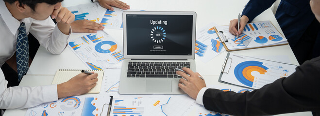 Wall Mural - Software update on computer for brisk version of device software upgrade