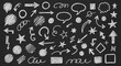 © IrfanAhmad - Collection of Hand Drawn Doodle Arrows Stars Speech Bubbles Circles Squares And Other Shapes Drawn With Chalk On A Blackboard