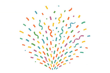 Confetti falling, colorful streamers exploding, celebrating party event success, abstract festive background, transparent