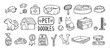© Yanka - Pet Cat and Dog doodle hand drawn set elements. Pet stuff drawing isolated icons