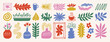 © Yanka - leaf plant floral abstract matisse style shapes set. Hand drawn silhouette branches, blobs, flowers. Contemporary doodle art