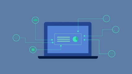 Business Tool managing, Business system with automation technology 2d animation with alpha matte