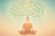 © Bijac - Mindfulness grows from reflection meditating figure with flowing tree of thoughtful leaves