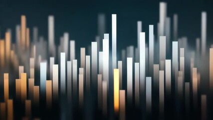 Wall Mural - Abstract digital bars glowing with orange and white light create dynamic futuristic cityscape and sound wave effects, showcasing advanced technology and vibrant energy dark background for immersive