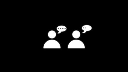 Abstract task delegation icon – man and text animation on black background.