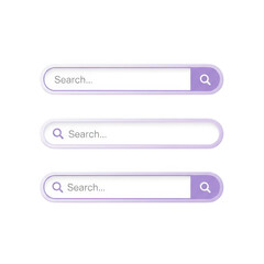 3d search bar icons with magnifying glass for web and app design user interface elements