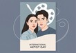 © Pixel Stock House - Young Artists Portrait with Palette Background – Poster Template