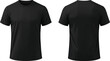 © Meshkat - The image showcases a front and back view of a plain black t-shirt against a white background.