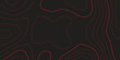 © Rosa Alba L  - Ultra wide panoramic abstract topographic map illustration red contour lines black background terrain path mapping cartography vector artwork