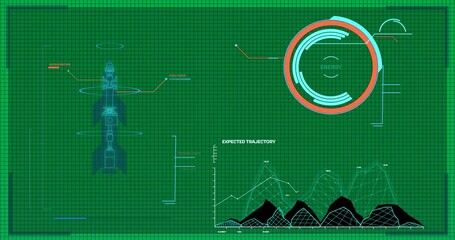 Wall Mural - Animation of scientific data processing over transparent background