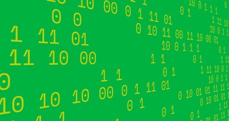 Wall Mural - Animation of yellow binary coding moving on transparent background