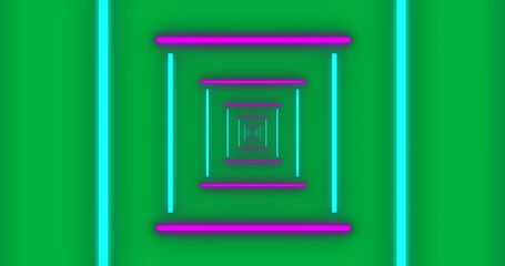 Wall Mural - Animation of pink and blue neon pattern moving in hypnotic motion on transparent background