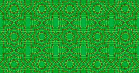 Wall Mural - Animation of kaleidoscope neon pattern moving in hypnotic motion on transparent background