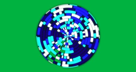 Wall Mural - Animation of circle made of colorful lights in blue on transparent background