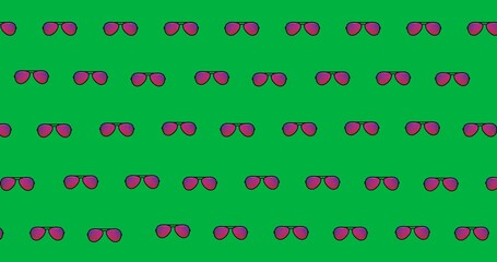 Wall Mural - Pink sunglasses icons moving in seamless pattern against copy space on transparent background