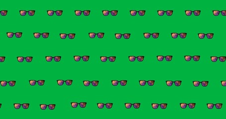 Wall Mural - Multiple sunglasses icons moving in seamless pattern against copy space on transparent background