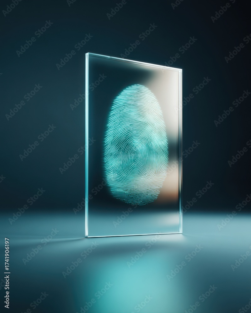 Premium futuristic holographic fingerprint scanner with glowing digital ...