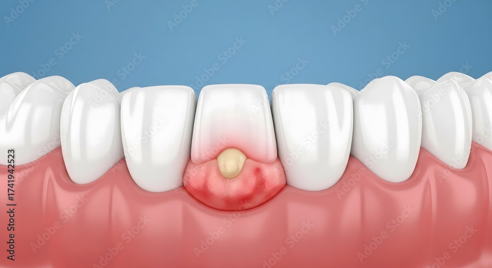Foto de Stock Realistic 3D illustration showing a dental abscess or gum ...