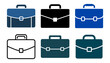 © Dezayn - Collection of professional briefcase icons in various colors, representing business, work, and corporate themes for modern graphic design projects and digital interfaces