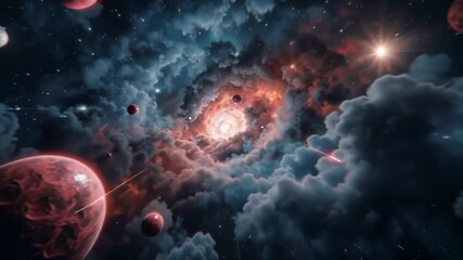Wall Mural - Nebula Galaxy Space Cosmic Cloud Planets Starfield Universe