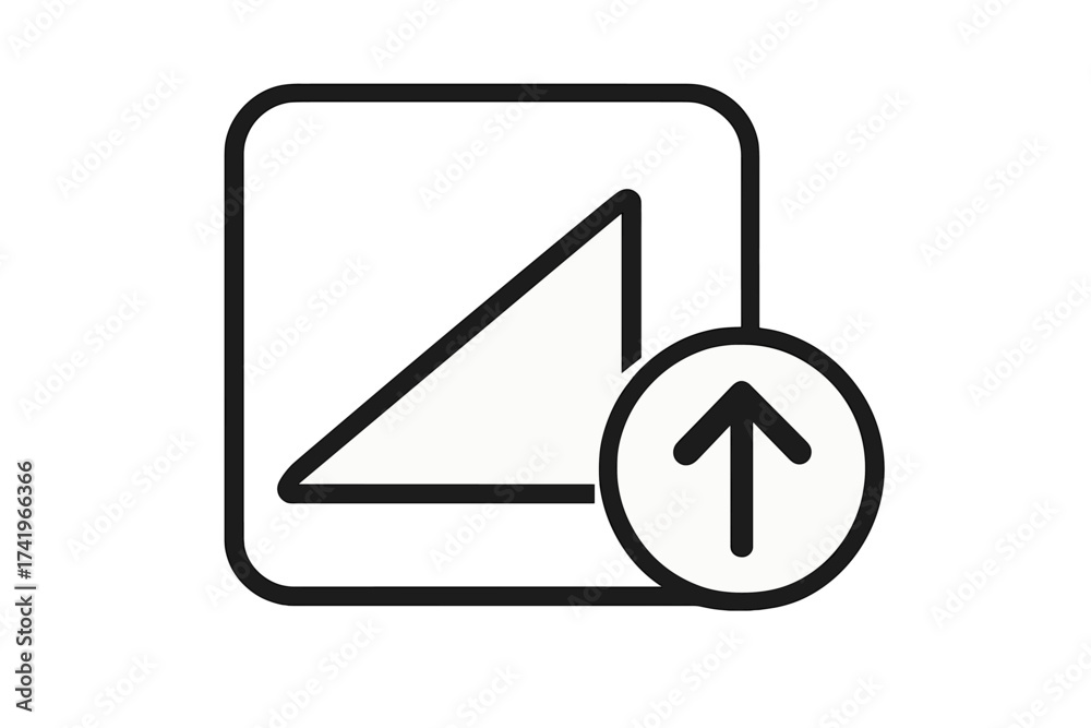 Slope up icon with arrow button. Vector graphic of incline, ramp, and ...