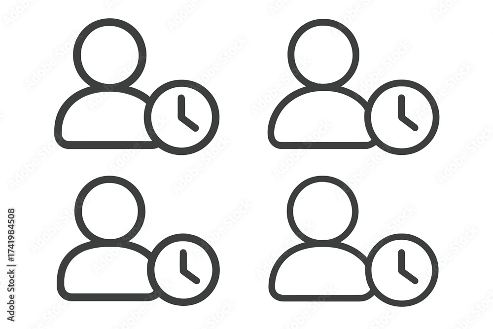 User account waiting for moderation icon set vector illustration ...