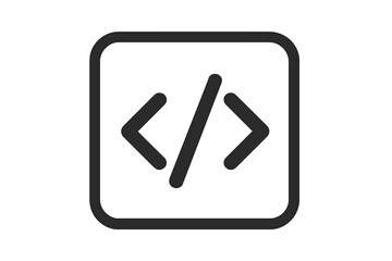 Code icon for web development. Programming symbol for software and app development. HTML tag, script, and coding concept. Vector line art for UI and UX design element.