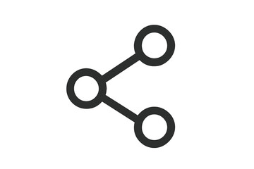 Share icon vector. Minimalist social media share symbol. Abstract connection node network. Simple technology share button graphic. Rounded line web interface element isolated on white.