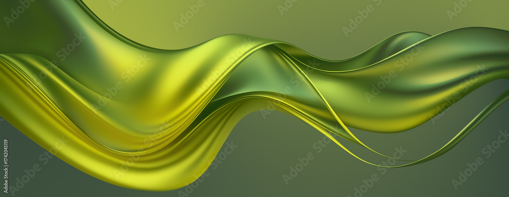Flowing Green Abstract Background With Smooth Curves and Shades Stock ...
