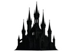 Dark gothic fantasy castle silhouette on transparent background