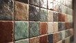 © ali - Handcrafted ceramic tiles a mosaic of earthy hues and rich textures telling a story of artisan skill and glazed finish