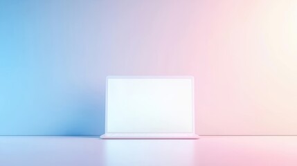 mockup concept Open laptop with a blank screen on a desk, workspace setting, ideal for showcasing website designs or software