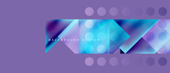 Wall Mural - abstract geometric shapes, vibrant blues, purples. modern design with gradient effects, circular ele