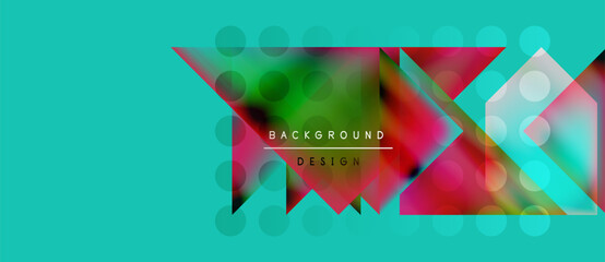 Wall Mural - Abstract geometric shapes, vibrant colors, turquoise background. Modern design elements create dynamic visual texture.